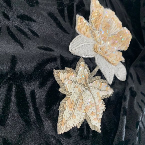 Vintage‎ Bridge BG Gate Black Satin Over Sized Blouse Long Sleeve Medium Floral - Picture 3 of 12